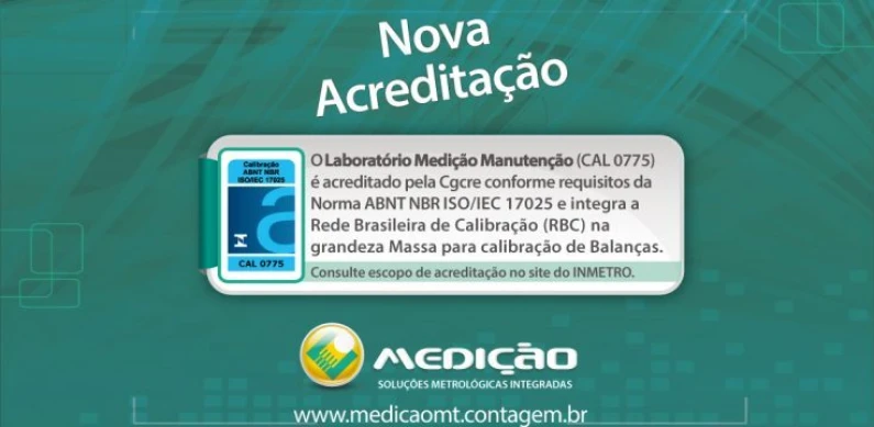 Nova acreditação Laboratório Medição Manutenção