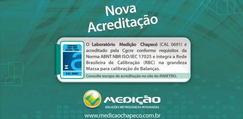 Nova acreditação Laboratório Medição Chapecó