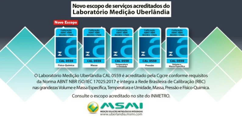 Medição Uberlândia acreditada na grandeza Físico-Química